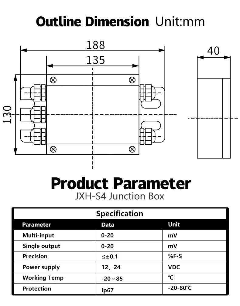 DAYSENSOR Load Cell Weighing Censor Junction Box Stainless Steel waterproof