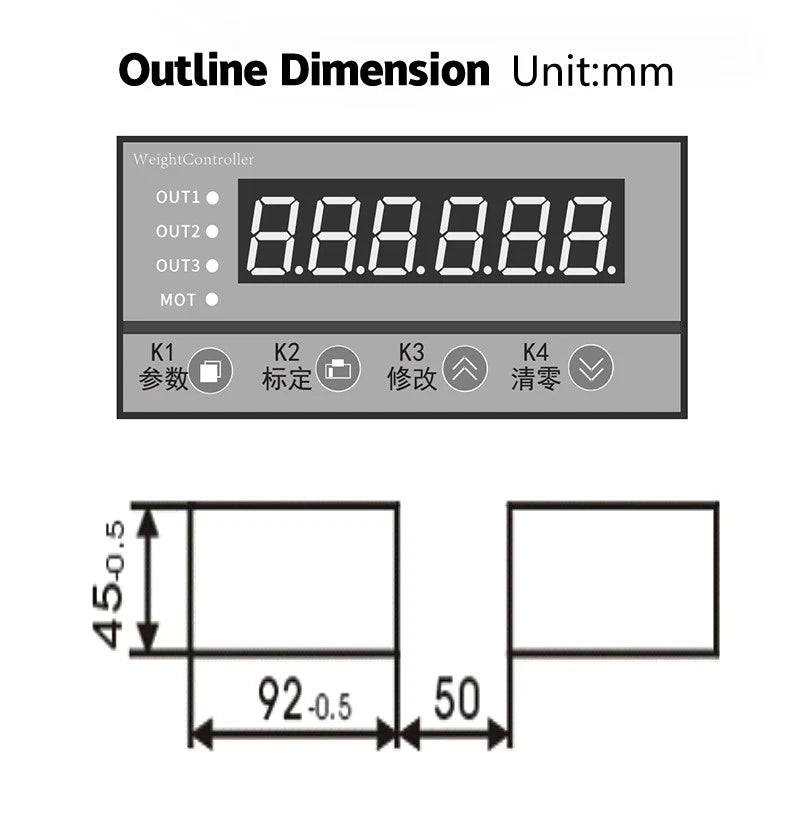 DAYSENSOR 5 Digit Display Controller for Load Cells Force Sensors RS485 Output