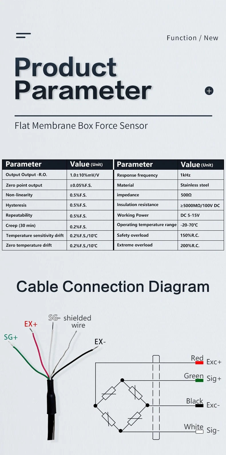 DAYSENSOR Load Cell Force Sensor 22lb for Industrial Weighing&Produ<wbr/>ction Testing